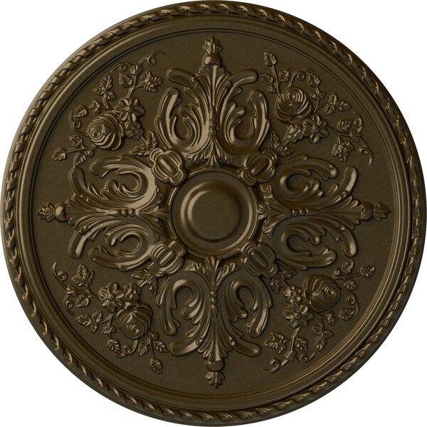 Ekena Millwork Bradford Ceiling Medallion (Fits Canopies up to 6 5/8"), Hand-Painted Brass, 32 5/8"OD x 2"P CM32BRBRS - main